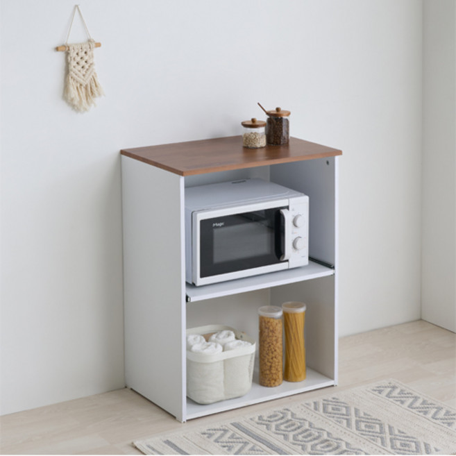 제우스가구 국내제작 마지 DIY 800 렌지대 수납장, 멀바우화이트, 2단