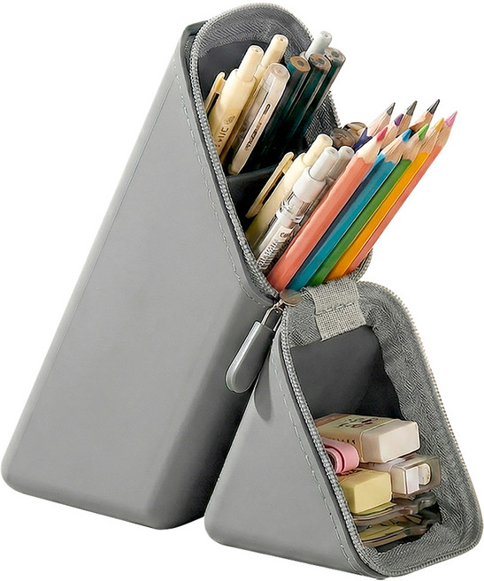 쿠말 오염에 강한 스탠딩 실리콘 필통, 모던그레이, 1개