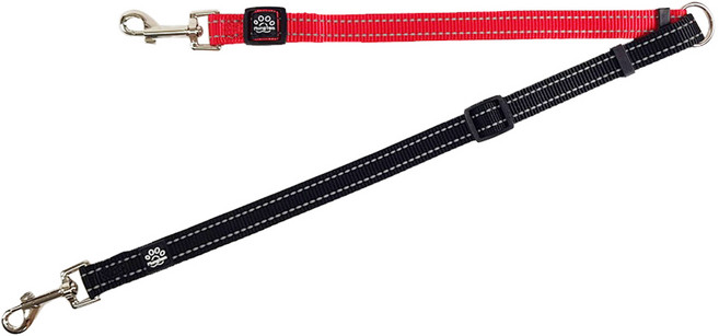 멍템 강아지 두마리 산책 트윈줄, 레드 + 블랙, 1개