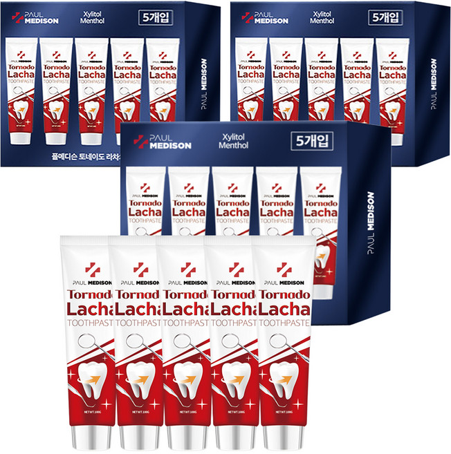 폴메디슨 토네이도 라차치약 구취케어 애플민트향 5개입, 500g, 3세트