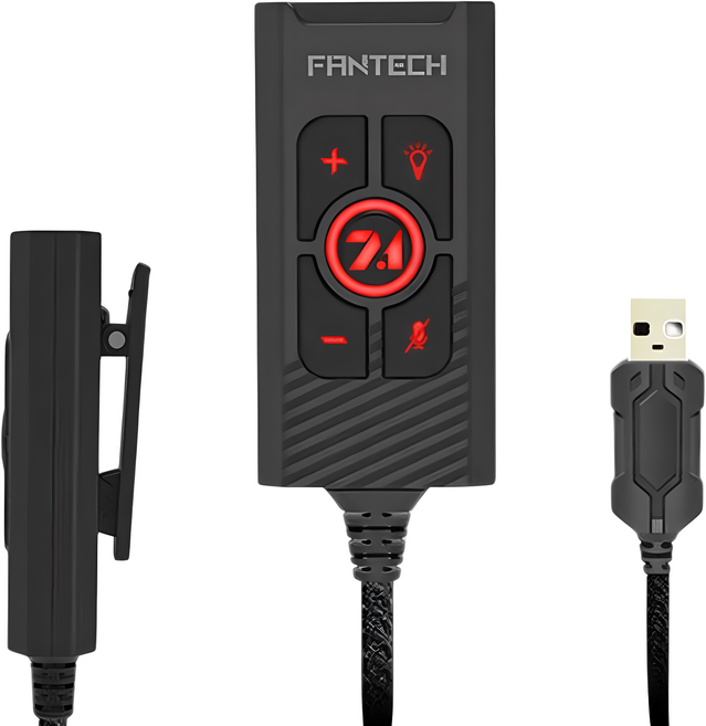 FANTECH AC3002 虛擬7.1遊戲級USB音效卡 簡單快速的聲音控制, 1個