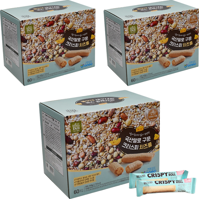 파머스델리 쌀로 구운 크리스피 치즈롤 60p, 510g, 3개