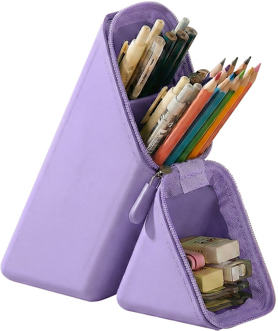 쿠말 오염에 강한 스탠딩 실리콘 필통, 젤리퍼플, 1개