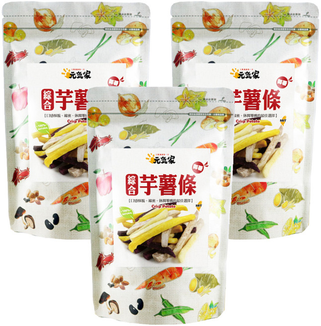 元氣家 綜合芋薯條, 120g, 3包