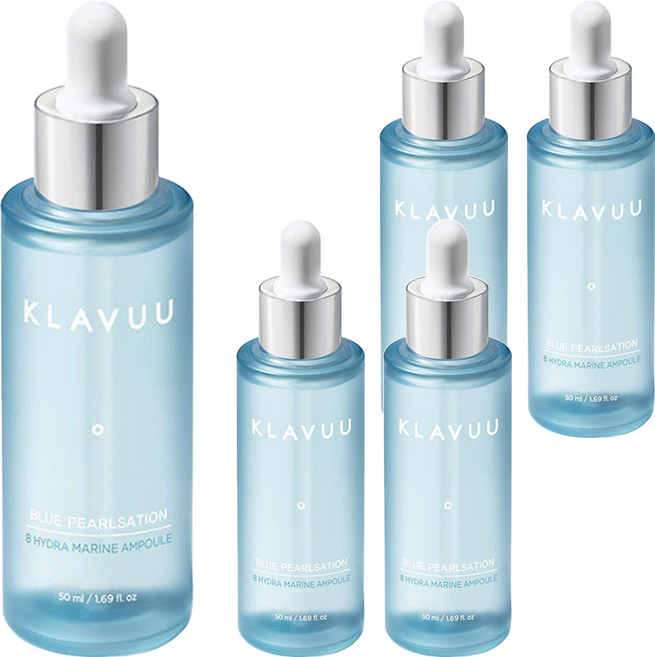 KLAVUU 克拉優 藍珍珠 海洋八杯水 膠原保濕安瓶, 50ml, 5瓶