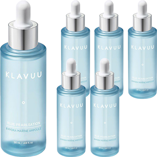 KLAVUU 克拉優 藍珍珠 海洋八杯水 膠原保濕安瓶, 50ml, 6瓶