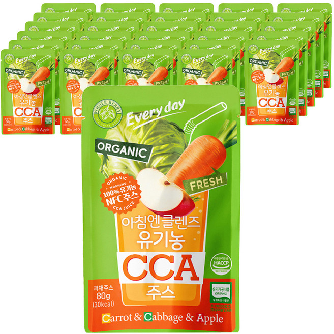 홀베리 아침엔 클렌즈 유기농 CCA 주스 14p, 80g, 70개