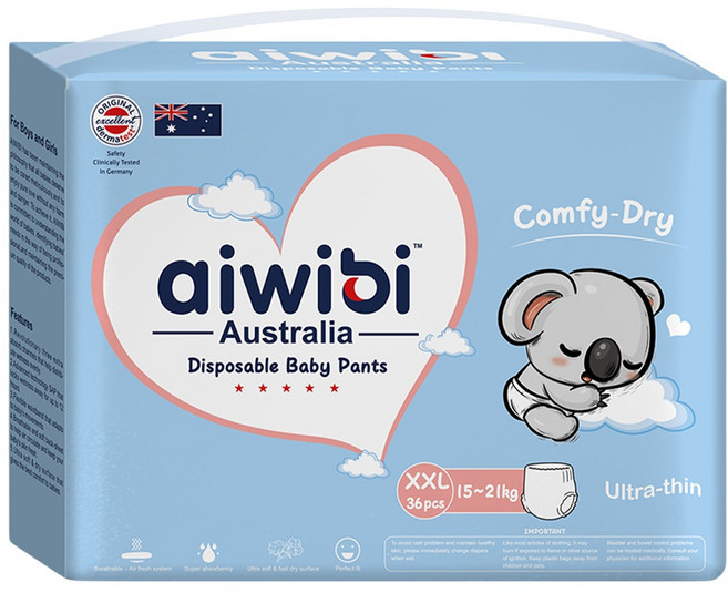 aiwibi 愛薇彼 清新乾爽透氣輕薄 褲型尿布 15~21kg, 2XL, 36片