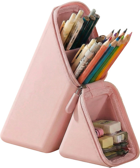 쿠말 오염에 강한 스탠딩 실리콘 필통, 베이비핑크, 1개