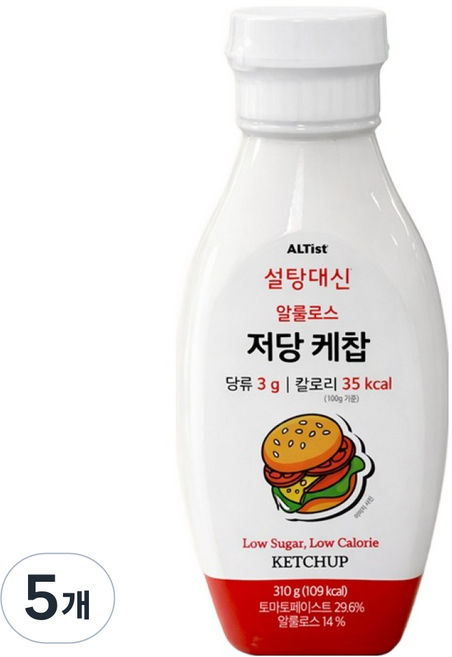 설탕대신 알룰로스 저당 케첩, 5개, 310g