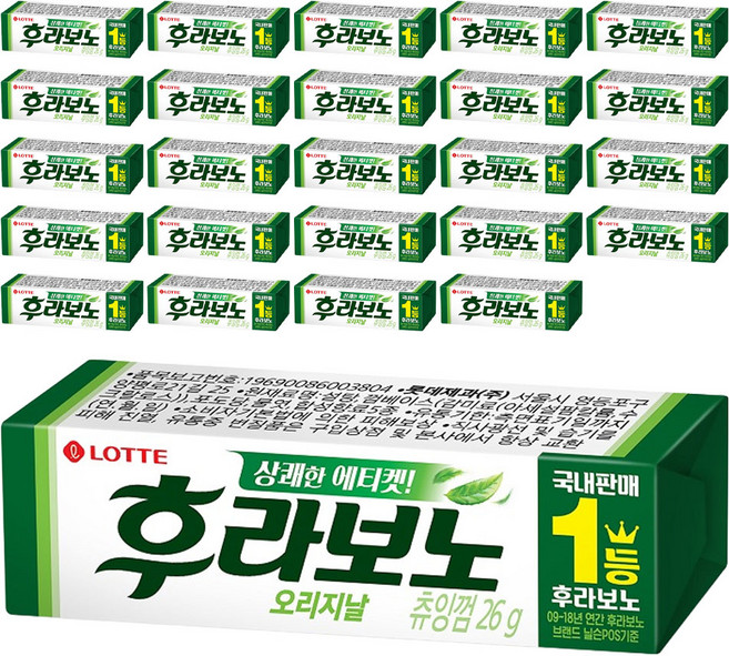 롯데웰푸드 후라보노 오리지날 츄잉껌 9p, 26g, 25개