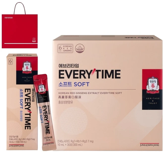 정관장 정품 에브리타임 소프트 10ml X 30포 + 쇼핑백, 300ml, 1개 - 쿠팡