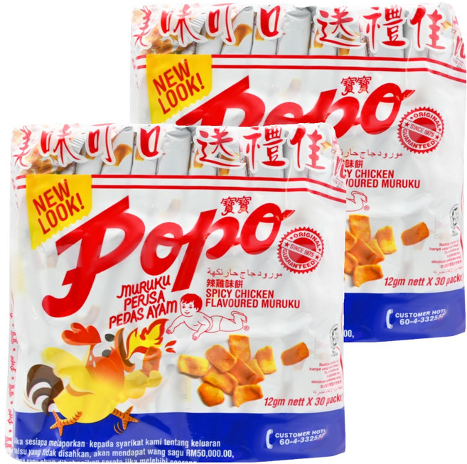 popo 寶寶 辣雞味豆餅, 288g, 2袋