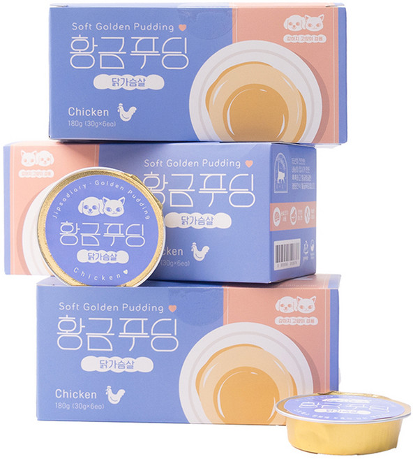 집사일기 반려동물 황금푸딩 간식 미니캔, 닭가슴살, 180g, 3개