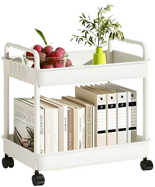 오코로 책상아래 이동식 트롤리, 화이트, 2단
