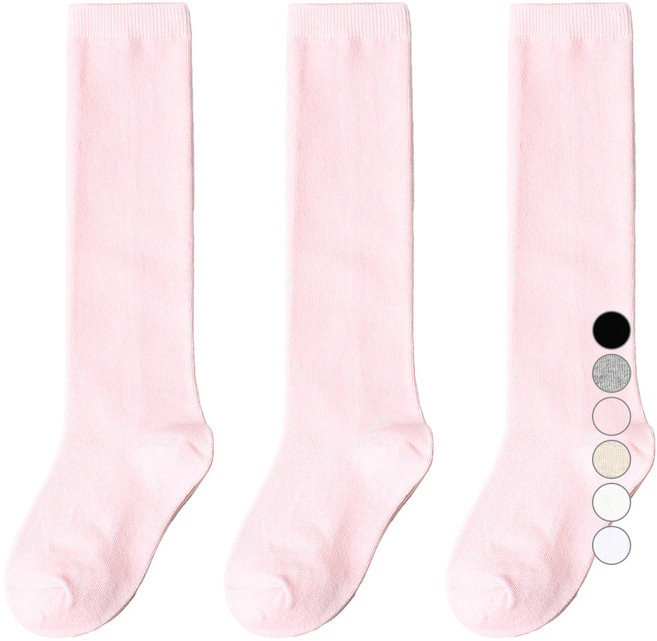 노디자인 아동용 데일리 무지 니삭스 3켤레 세트