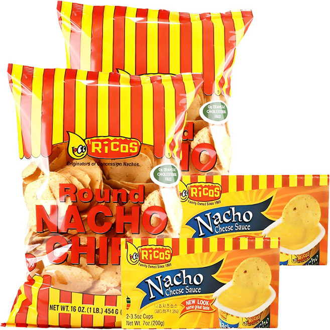 리코스 라운드 나쵸칩 + 나쵸 치즈소스, 654g, 2세트
