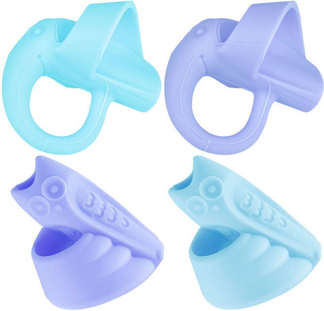 와이즈데이 유아 연필 교정기 코끼리 2p + 올빼미 2p 세트, 블루, 1세트