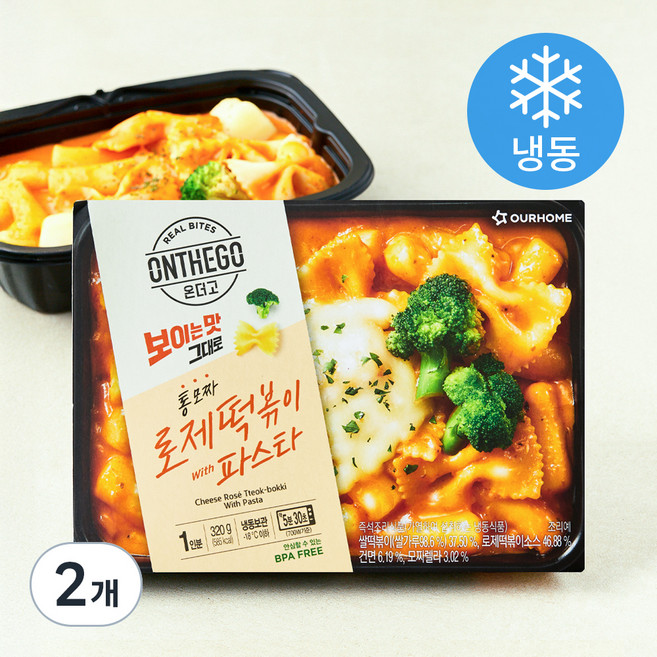 온더고 통모짜 로제떡볶이 with 파스타(냉동), 320g, 2개