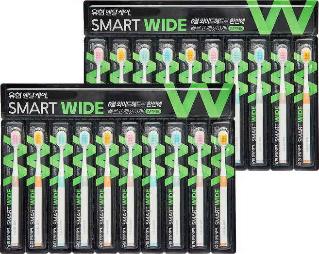유한덴탈케어 스마트와이드 칫솔 2단미세모, 10개입, 2개