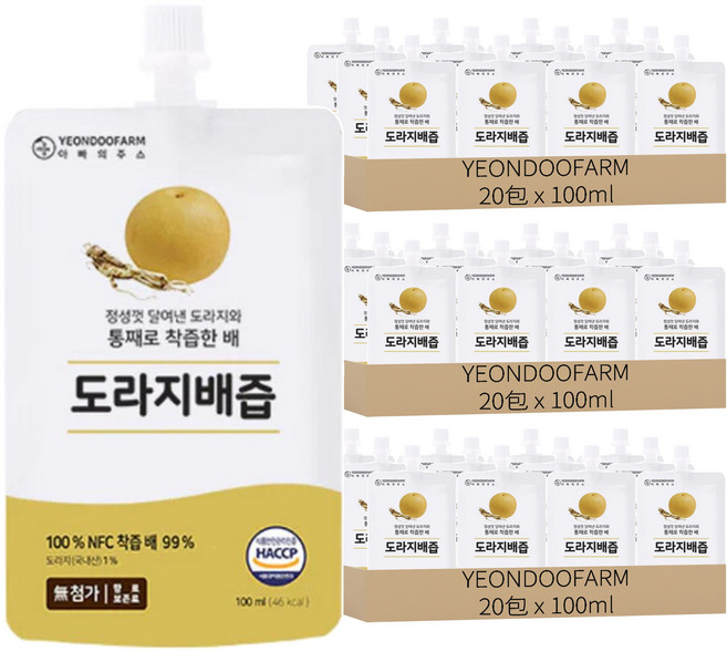 YEONDOOFARM NFC水梨 + 桔梗汁, 60包, 100ml