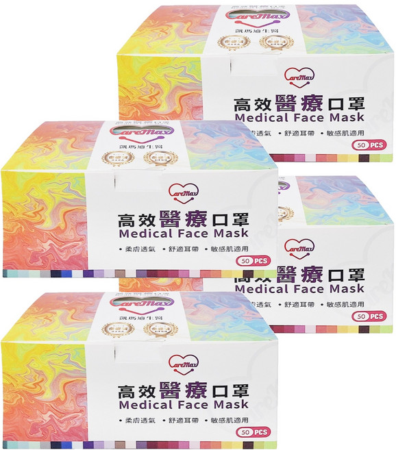 CareMax 凱瑪適 醫療素色成人口罩, 蒂芬尼藍, 50片, 4盒
