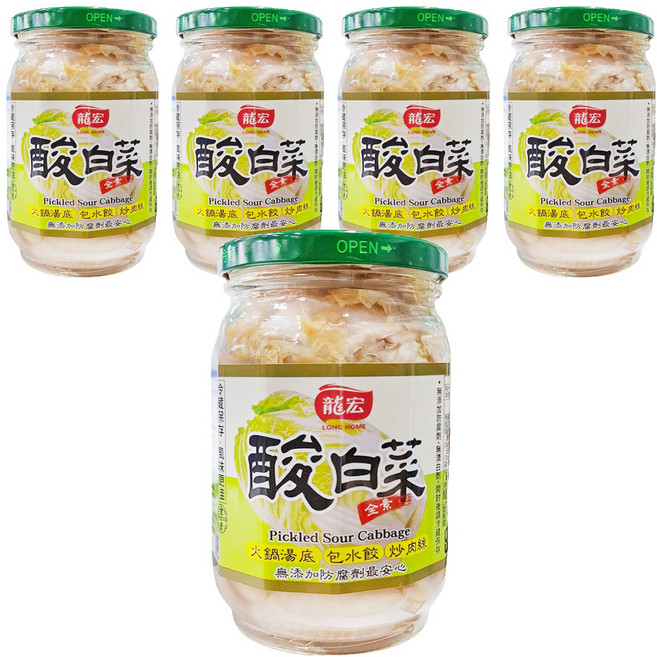 龍宏 酸白菜, 370g, 5罐
