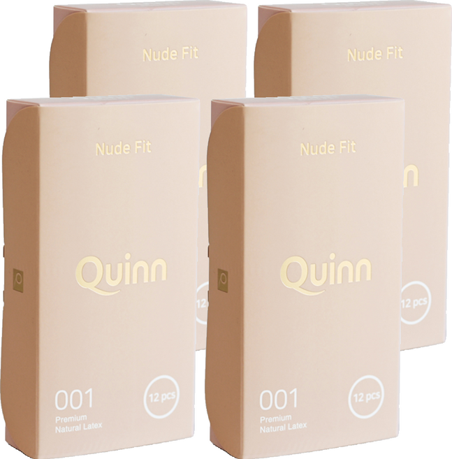 Quinn 001 누드핏 무꼭지형 콘돔, 12개입, 4개