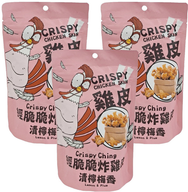 Crispy Ching 經脆脆 炸雞皮 清檸梅香, 30g, 3包