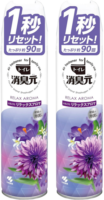 KOBAYASHI 小林製藥 消臭元 浴廁用芳香噴霧, 舒壓花香, 280ml, 2瓶