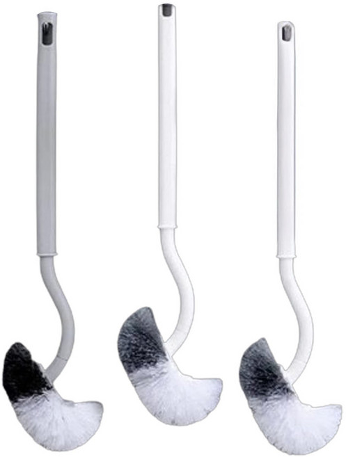 EDISH 壹滴水 長柄雙頭無死角馬桶刷 3支, 1組, 灰色