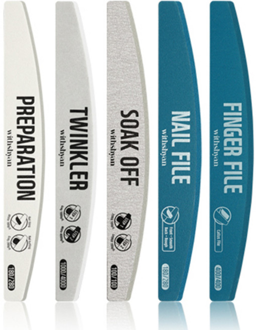 위드샨 반영구 앤 세척가능 네일파일 5종 세트, 혼합색상, 1세트