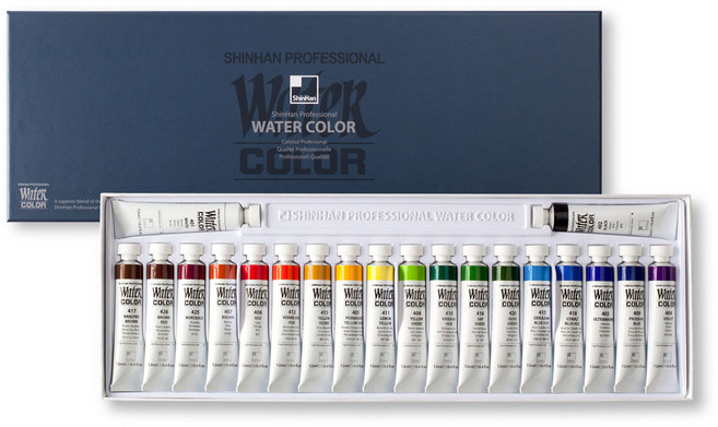 신한화구 전문가 수채화물감 세트, 12ml, 20색
