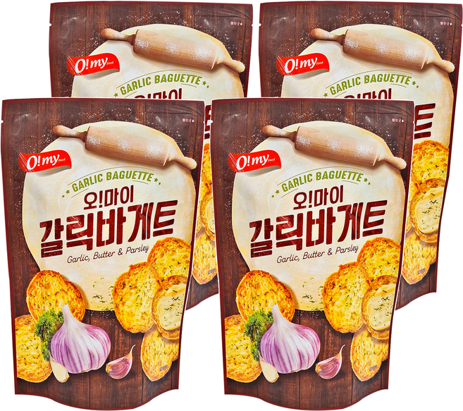 O my food 歐邁福 法式麵包餅乾 香蒜奶油口味, 80g, 4包