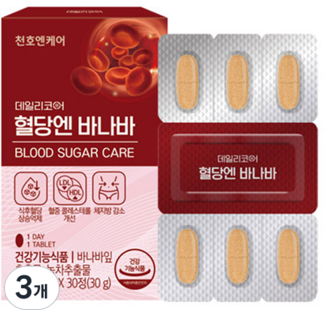 데일리코어 천호엔케어 혈당엔 바나바 30g, 30정, 3개