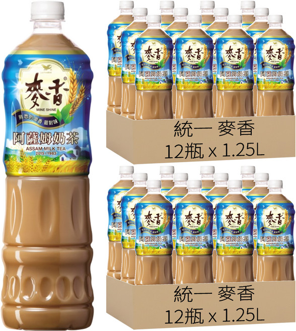 統一 麥香 阿薩姆奶茶, 1.25L, 24瓶
