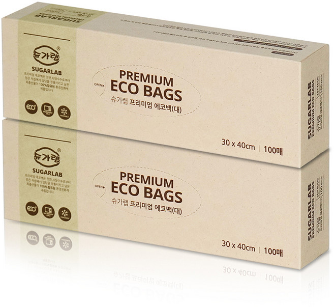 슈가랩 프리미엄 에코백 대 30cm x 40cm, 대(L), 100개, 2개