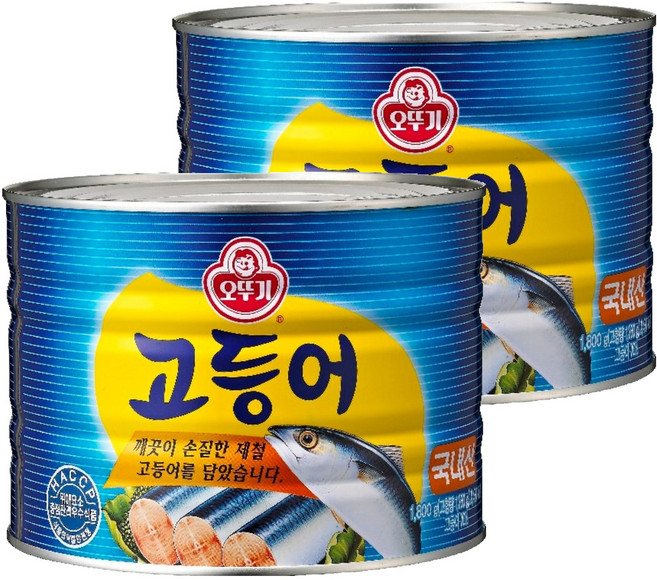 오뚜기 고등어 통조림, 2개, 1.8kg