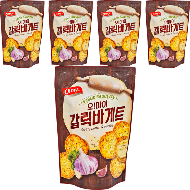 O my food 歐邁福 法式麵包餅乾 香蒜奶油口味, 80g, 5包
