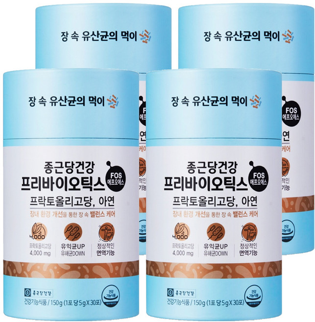 종근당건강 프리바이오틱스 에프오에스, 30회분, 4개