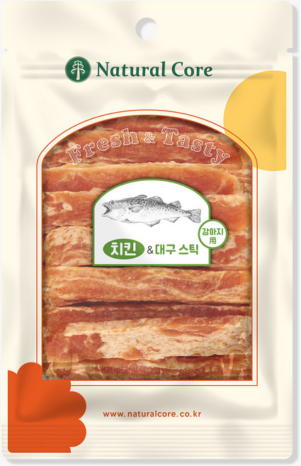 네츄럴코어 강아지 스틱 간식, 혼합맛(치킨/대구), 90g, 4개