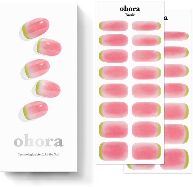 오호라 젤스트립 네일 N 소르베 세트, 핑크 + 라임, 1개