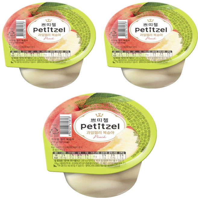 쁘띠첼 과일젤리 복숭아, 210g, 3개
