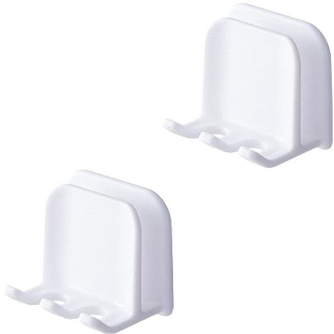 블럭마트 무타공 심플 칫솔 컵걸이, 화이트, 2개