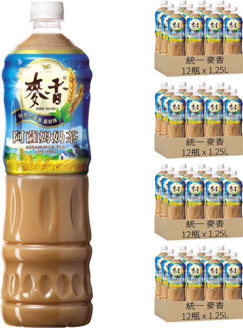 統一 麥香 阿薩姆奶茶, 1.25L, 48瓶