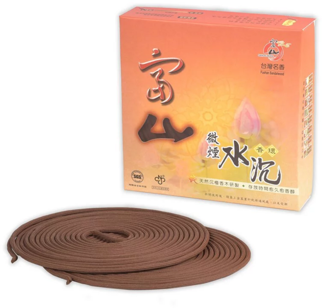 SANDALWOOD 富山檀香 24H微煙水沉香環 環保 6盒 天然沉檀香木研磨, 老山香環