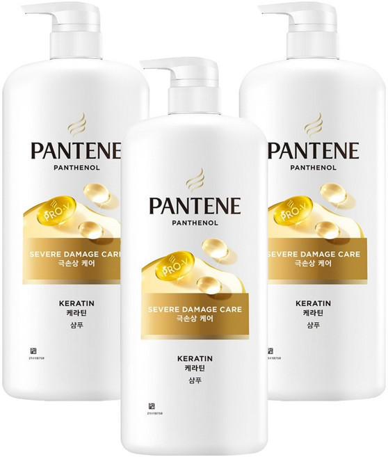 팬틴 극손상케어 샴푸, 1.2L, 3개