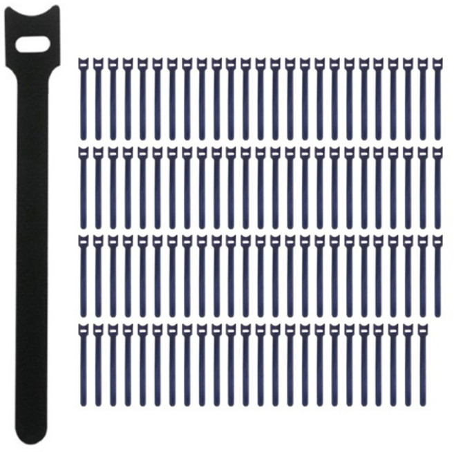 디오셀 깔끔 선정리 찍찍이 케이블타이, 100개, 블랙