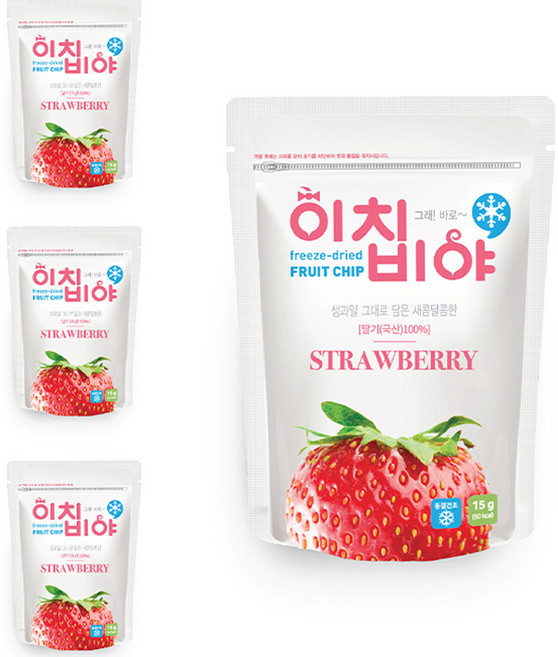 이치비야 동결건조 과일칩 딸기, 15g, 4개
