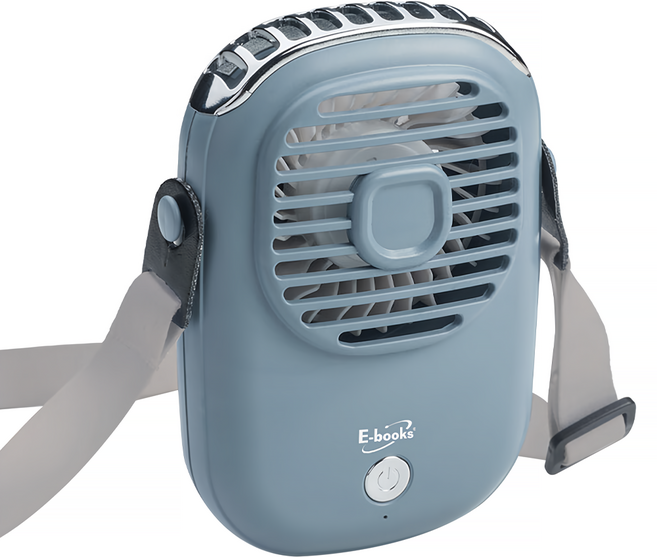E-books 復古型頸掛式風扇 K45 免提充電, E-PCF255, 藍色